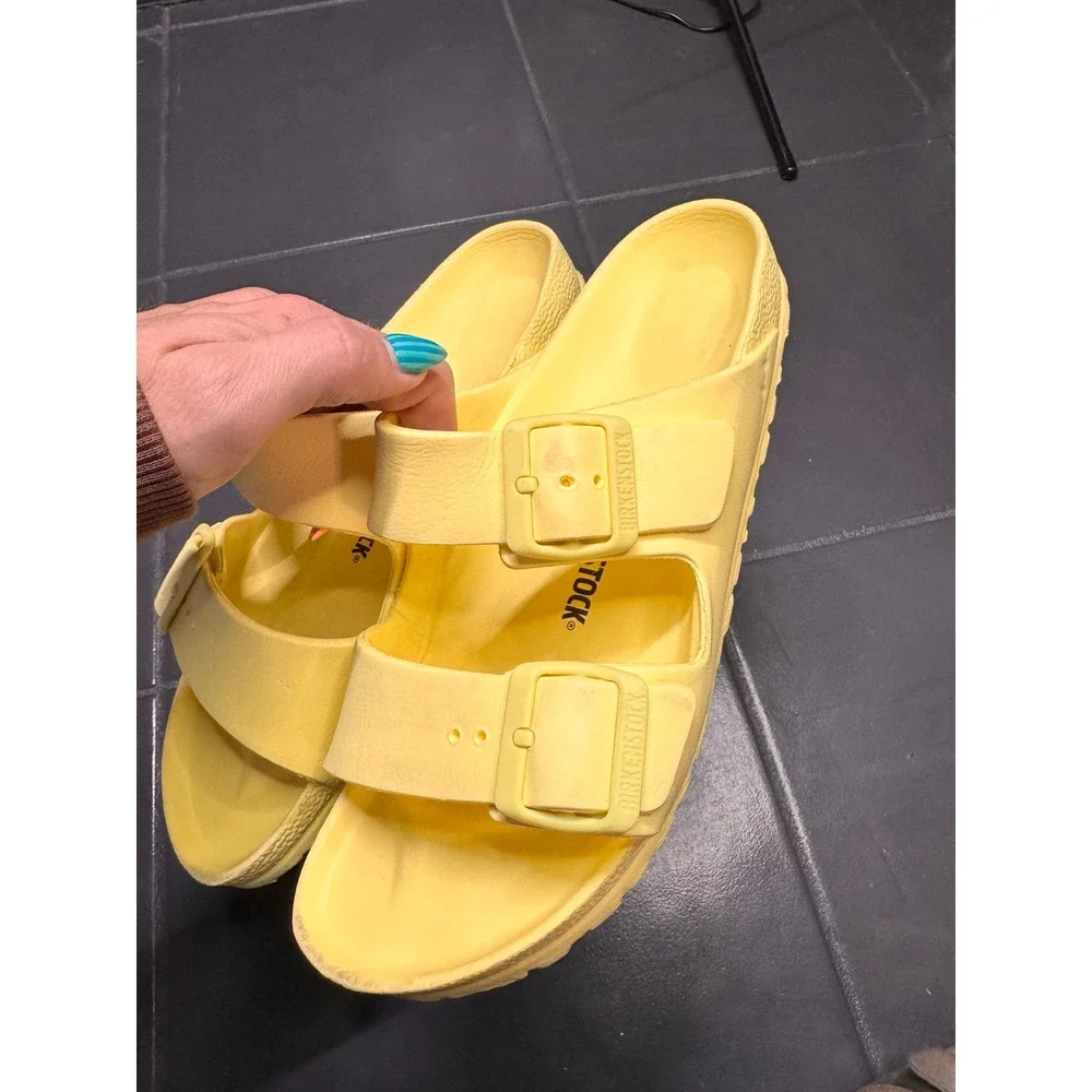 Birkenstock Arizona EVA Neon Yellow Sandals Slides Women 39 L8 M6 Waterproof - Picture 2 of 5